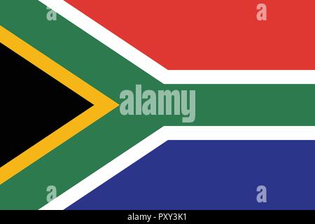 Flag of South Africa in official rate and colors, vector. Stock Vector
