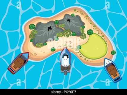 An Island From Bird Eyes View illustration Stock Vector