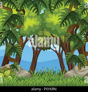 Background scene with many trees in the park illustration Stock Vector ...