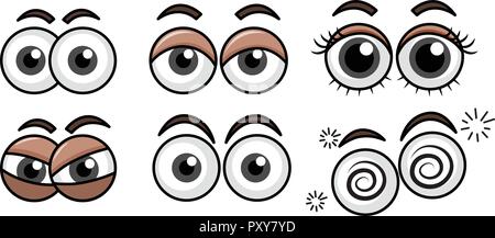 Set of human eyes with different expressions illustration Stock Vector