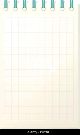 Notebook template with grid paper illustration Stock Vector