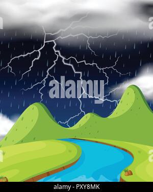 Nature landscape raining scene illustration Stock Vector Image & Art ...