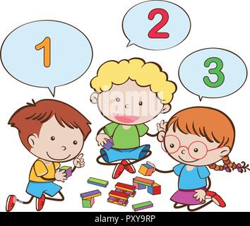 Little children counting number one to four illustration Stock Vector ...