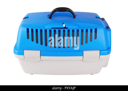 Cage for transporting pets isolated on white background Stock Photo