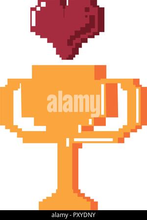 Videogame pixelated cup Stock Vector