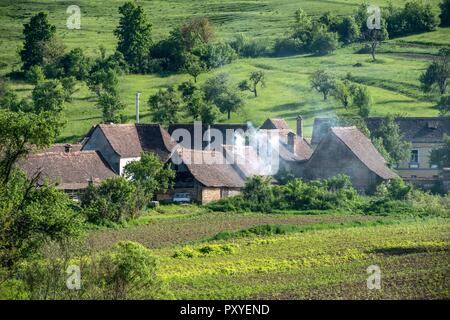 ROMANIA, VISCRI. The remote viliage, founded by Transylvanian Saxons in the 12. century has preserved his traditional charme till today and is  a UNES Stock Photo