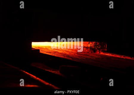 Metal on casting. Metallurgy. Blast furnace.  High temperature in the melting furnace. Heavy industry metallurgical plant sparks stove metall Stock Photo