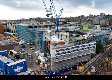 Construction site for new office blocks for New Waverley development  at Canongate in Edinburgh, Scotland, UK Stock Photo