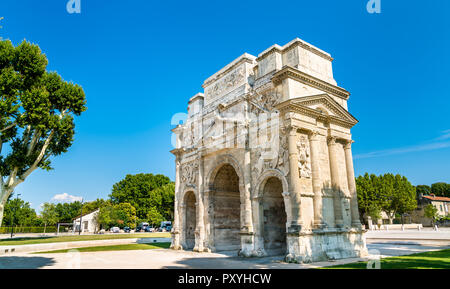 The Triumphal Arch of Orange, UNESCO world heritage in Provence, France Stock Photo