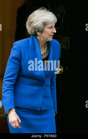 London, UK. 24th Oct, 2018. The Prime Minister of the Czech Republic, Andrej Babiš is welcomed at Downing Street by British PM Theresa May who are expected to discuss Brexit during their bilateral meeting at Number 10 Credit: amer ghazzal/Alamy Live News Stock Photo