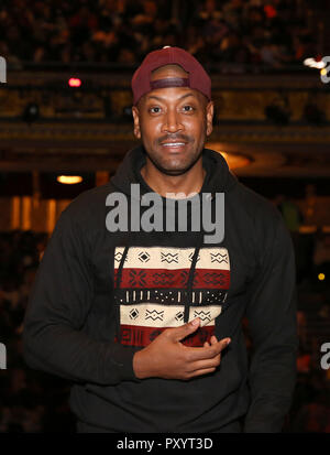 Host Bryan Terrell Clark during The Rockefeller Foundation and The Gilder Lehrman Institute of American History sponsored High School student #EduHam matinee performance of 'Hamilton' at the Richard Rodgers Theatre on October 24, 2018 in New York City. Credit: Walter McBride/MediaPunch Stock Photo