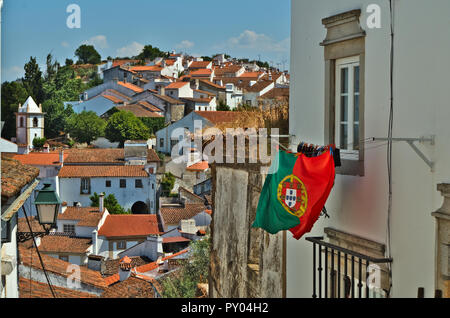 Portuguese flag in Castelo de Vide, Portugal Stock Photo