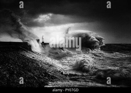 Storm at Porthcawl, Wales. Stock Photo