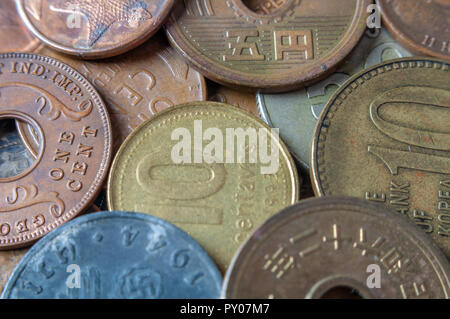 Coins from around the World Stock Photo