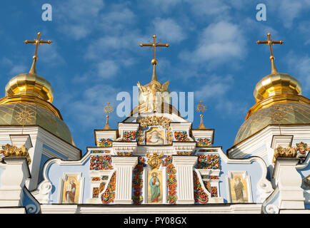 Statue of the Archangel Michael over the entrance to St. Michael's Monastery Stock Photo