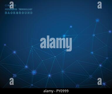 Abstract of techonology background in blue glowing line digital. illustration vector eps10 Stock Vector