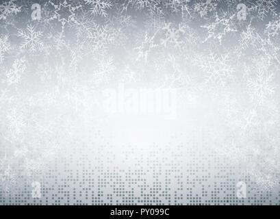 Christmas snowflakes of futuristic technology square pattern pixel background. vector eps10 Stock Vector
