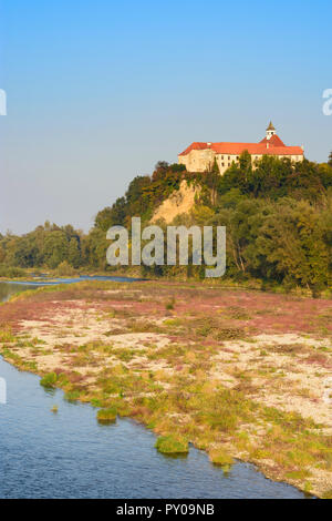 Dolane: Borl Castle, river Drava in , Stajerska (Styria), Slovenia Stock Photo