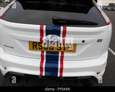 Ford Focus RS mk2 shown at donnington park race circuit at the RS owners club national day 2018 with customised paintwork livery Stock Photo