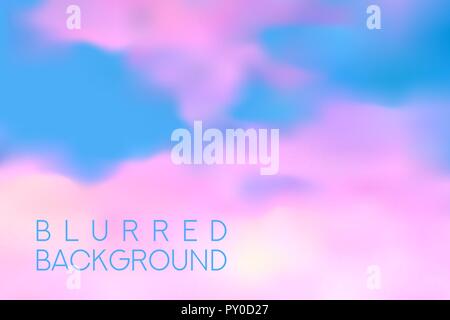 horizontal wide blue pink sky blurred background. Sunset and sunrise sea blurred background Stock Vector