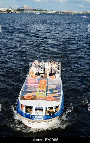 Boat for touristic tours, Neva River. Saint Petersburg, Northwestern, Russia, Russian Federation Stock Photo