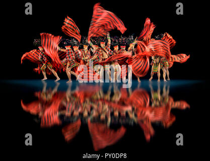 Group of Ifugao tribesman dancing Banaue, Ifugao, Philippines Stock Photo