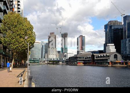 High rise residential apartments in the West India Docks Canary Wharf London Docklands England UK Stock Photo