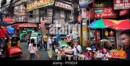 Street scene in Chinatown of Manila, Philippines Stock Photo