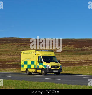 North West Ambulance Service, NHS Trust, Emergency Ambulance. M6 Motorway Southbound carriageway, Shap, Cumbria, England, United Kingdom, Europe. Stock Photo