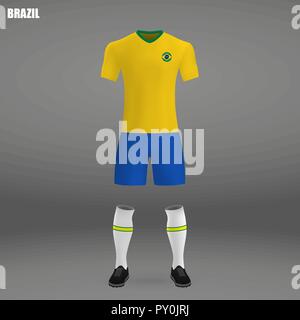 Soccer kit football jersey template for brazil Vector Image