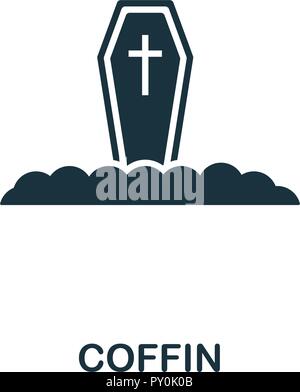 Coffin icon. Premium style design from halloween collection. UX and UI. Pixel perfect coffin icon. For web design, apps, software, printing usage. Stock Vector