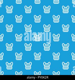 Military backpack pattern seamless blue Stock Vector