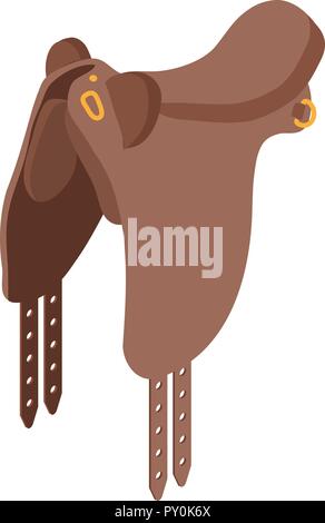 Horse saddle icon, isometric style Stock Vector
