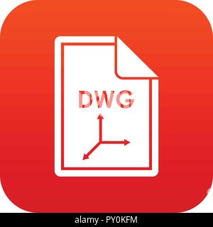 File DWG icon digital red Stock Vector