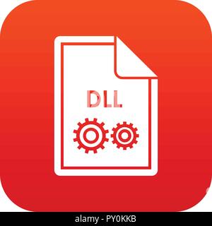 File DLL icon digital red Stock Vector