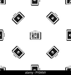 Suitcase for animals pattern seamless black Stock Vector