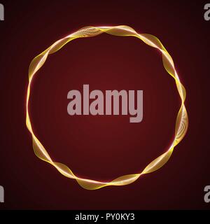 Neon glowing circular shape of waves . Template for your design Stock Vector
