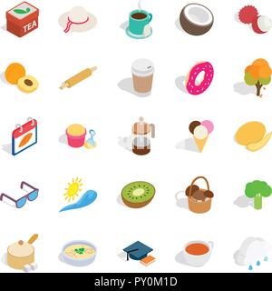 Tea mixture icons set, isometric style Stock Vector