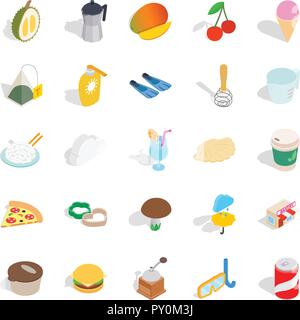 Tea drink icons set, isometric style Stock Vector