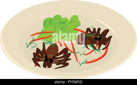 Fried ant icon, isometric style Stock Vector