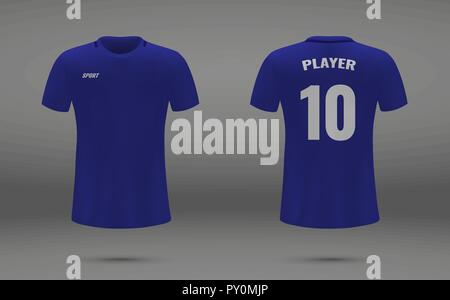 Realistic soccer jersey, t-shirt of Chelsea, uniform template for football Stock Vector