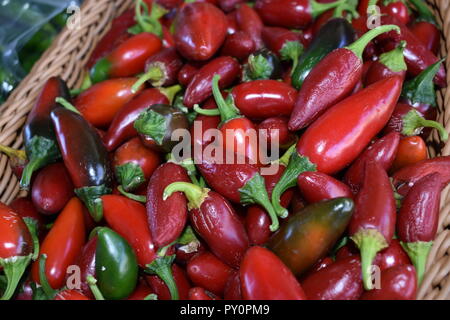 Red Chilies at Local Farmers Market Stock Photo