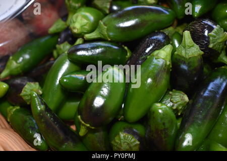 Green Chili at Farmers Market Stock Photo