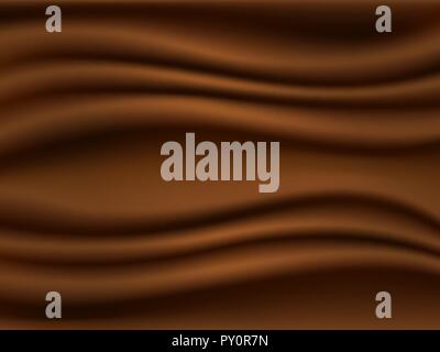 3 d realistic Chocolate Background, Brown Silk, Vector Illustration Stock Vector