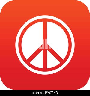 Sign hippie peace icon digital red Stock Vector