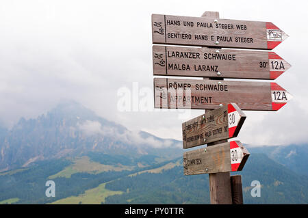 Sign in Alpe di Siusi, northern Italy Stock Photo