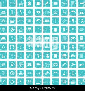 100 mirror icons set grunge blue Stock Vector