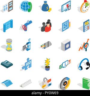 Merchant icons set, isometric style Stock Vector