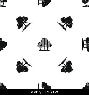 Forest trees pattern seamless black Stock Vector