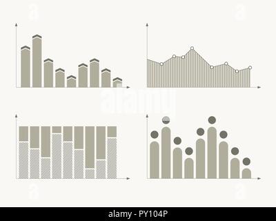 Set of different graphs and charts, information on charts, statistical ...